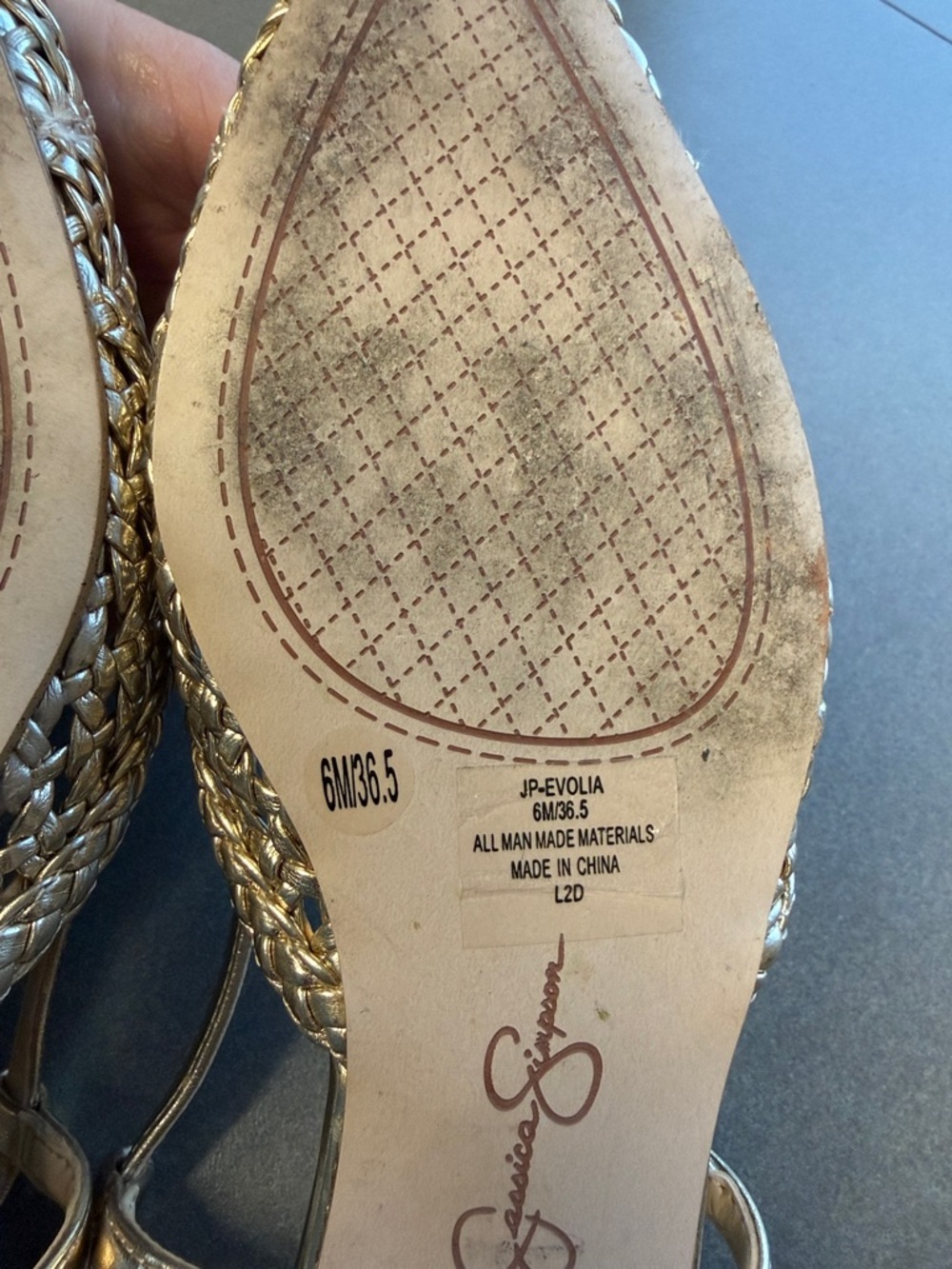 Jessica Simpson Metallic Gold Woven Pointed Slingback Flats - Picture 6 of 7